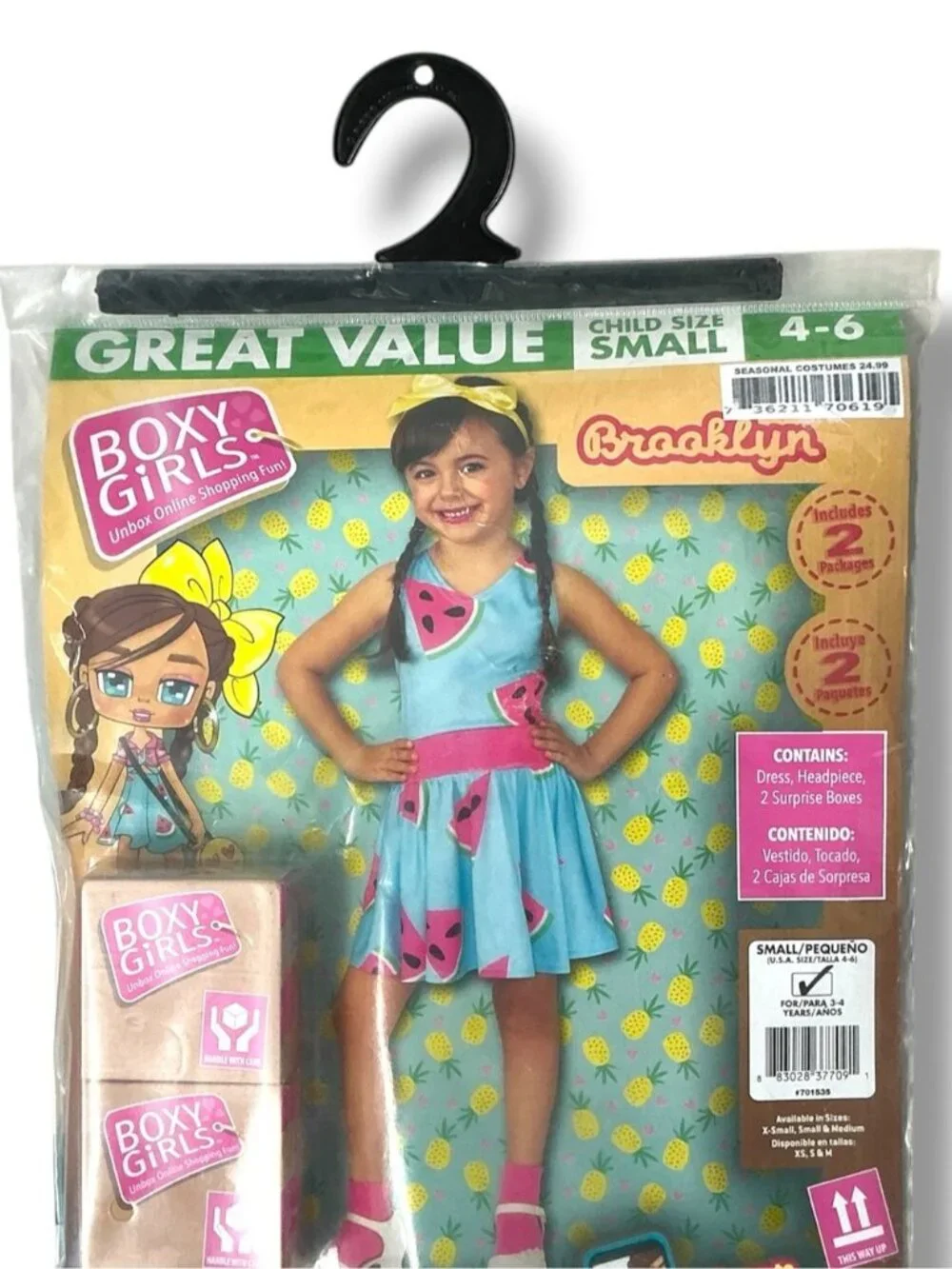 Rubies Boxy Girl Costume Dress Fashion Doll Brooklyn Dress Up NEW Girl Small 4-6